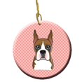 thumbnail image 1 of Checkerboard Pink Boxer Ceramic Ornament, 2.81 In., 1 of 1