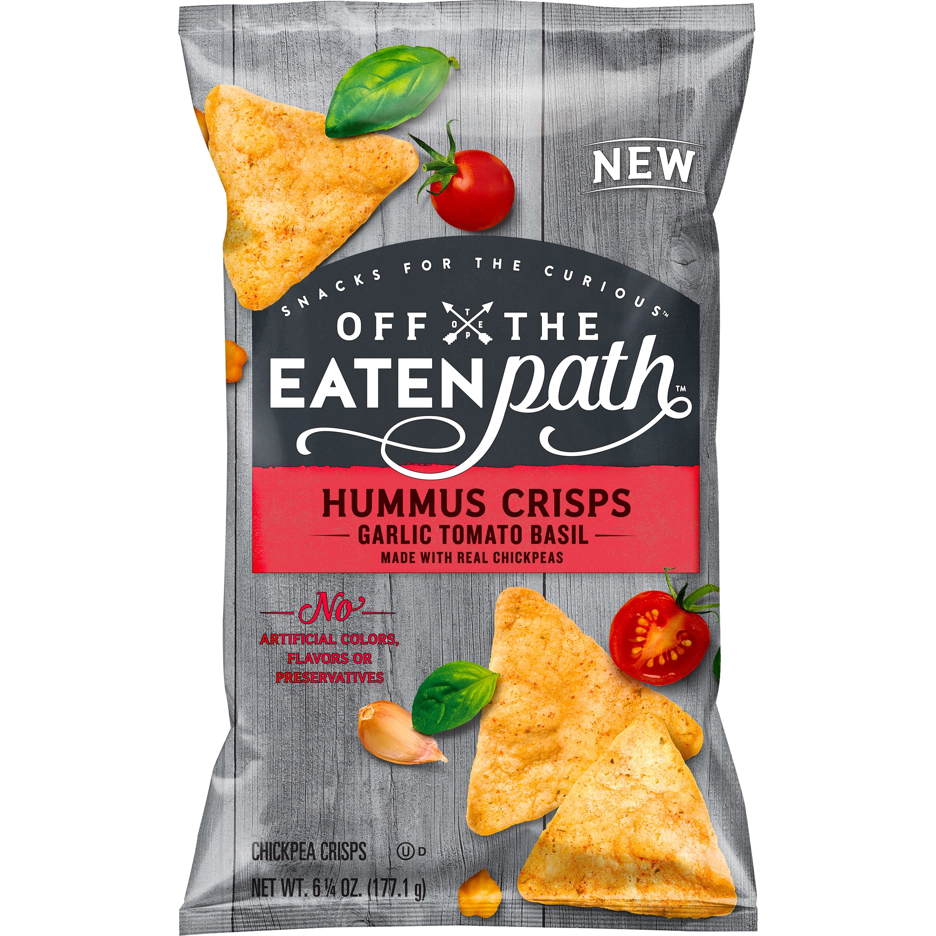 Off the Eaten Path Hummus Crisps, Garlic Tomato Basil, 6.25 oz Bag
