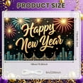 thumbnail image 2 of Golden Lettering Happy New Year Banner Colorful Fireworks New Year Display City Skyline Black Background Holiday Backdrop for New Year Party Indoor Decoration Photo Shoot, 2 of 9