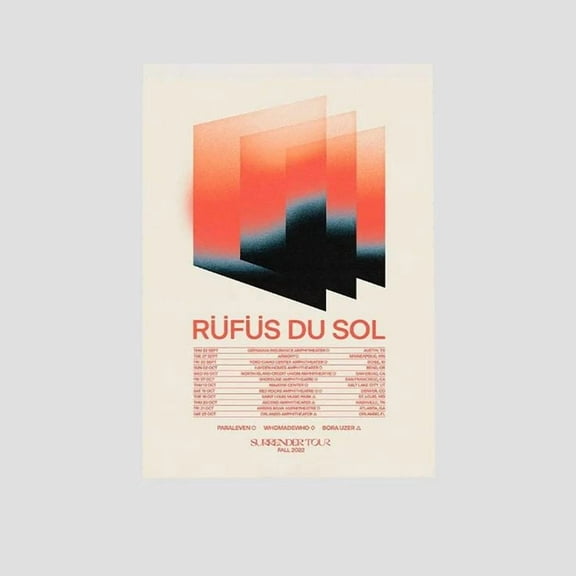 Music Poster Rüfüs Du Sol Surrender Fall Tour Poster Retro Style - Size 24''x36'' - Postora