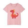 thumbnail image 3 of Odeerbi Toddler Boys Girls T-shirt Dinosaur Print Short Sleeve Cotton Tee Tops Kids Fashion Cute Round Neck Cartoon Print Tees Pink, 3 of 5