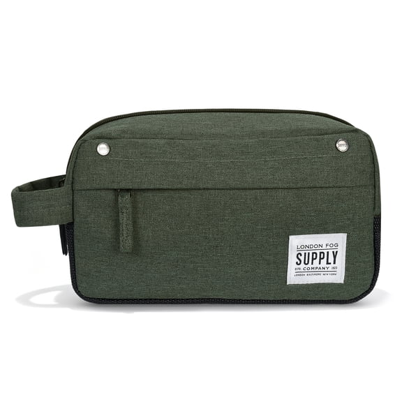 London Fog 600D Waterproof Toiletry Bag for Men - Travel Dopp Kit, Large Shaving Organizer with Easy-Clean Lining, Front Pocket & SBS Zipper (9.5")