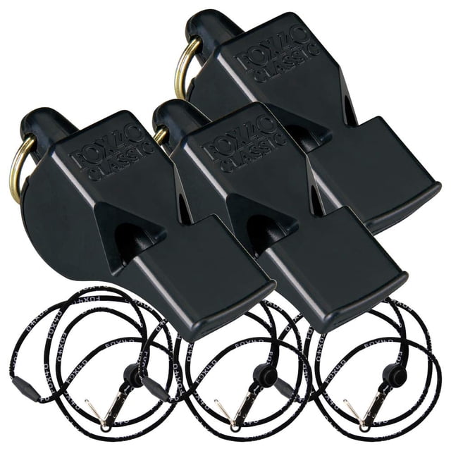 Silbatos Fox 40 Classic Paquete de 3 Silbatos Fuertes de 115DB con Cordón