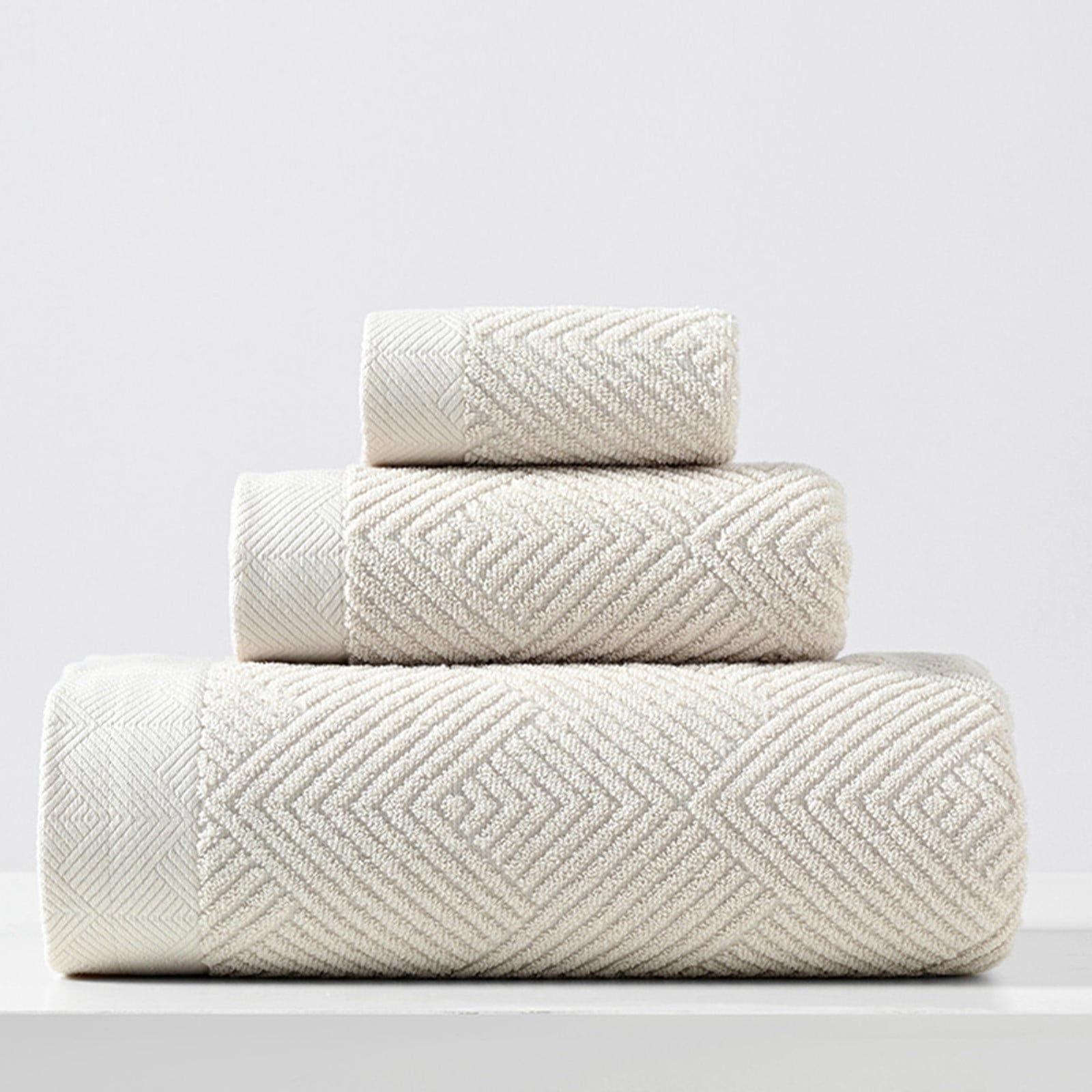 Qocolhg Ultra Soft 3 Pcs Cotton Bath Towel Sets on Clearance, Contains 1 Bath Towels 28x55 inch, 1 Hand Towels 13x27 inch & 1 Wash Coths 13x13 inch, Compact & Lightweight for Bathroom, White