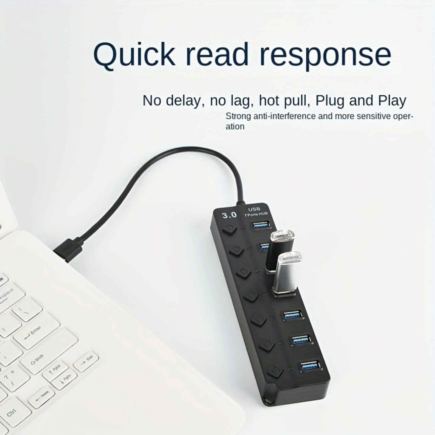 Jous USB Hub Splitter,7 Port  3.0 for Laptop Desktop USB Adapter with Individual Switches