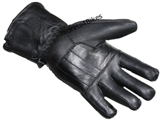 Men’s Winter Gauntlet Motorcycle Gloves, 100% Natural Sheep Leather, Thinsulate Thermal Heated Lining, Full Windproof Cold Weather Water Resistant, Reinforced Warm Biker Driving Glove Black XL