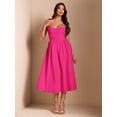 thumbnail image 4 of Hot Pink Spaghetti Strap Fit & Flare Midi Dress For Party, Evening Or Elegant Casual Wear, 4 of 7