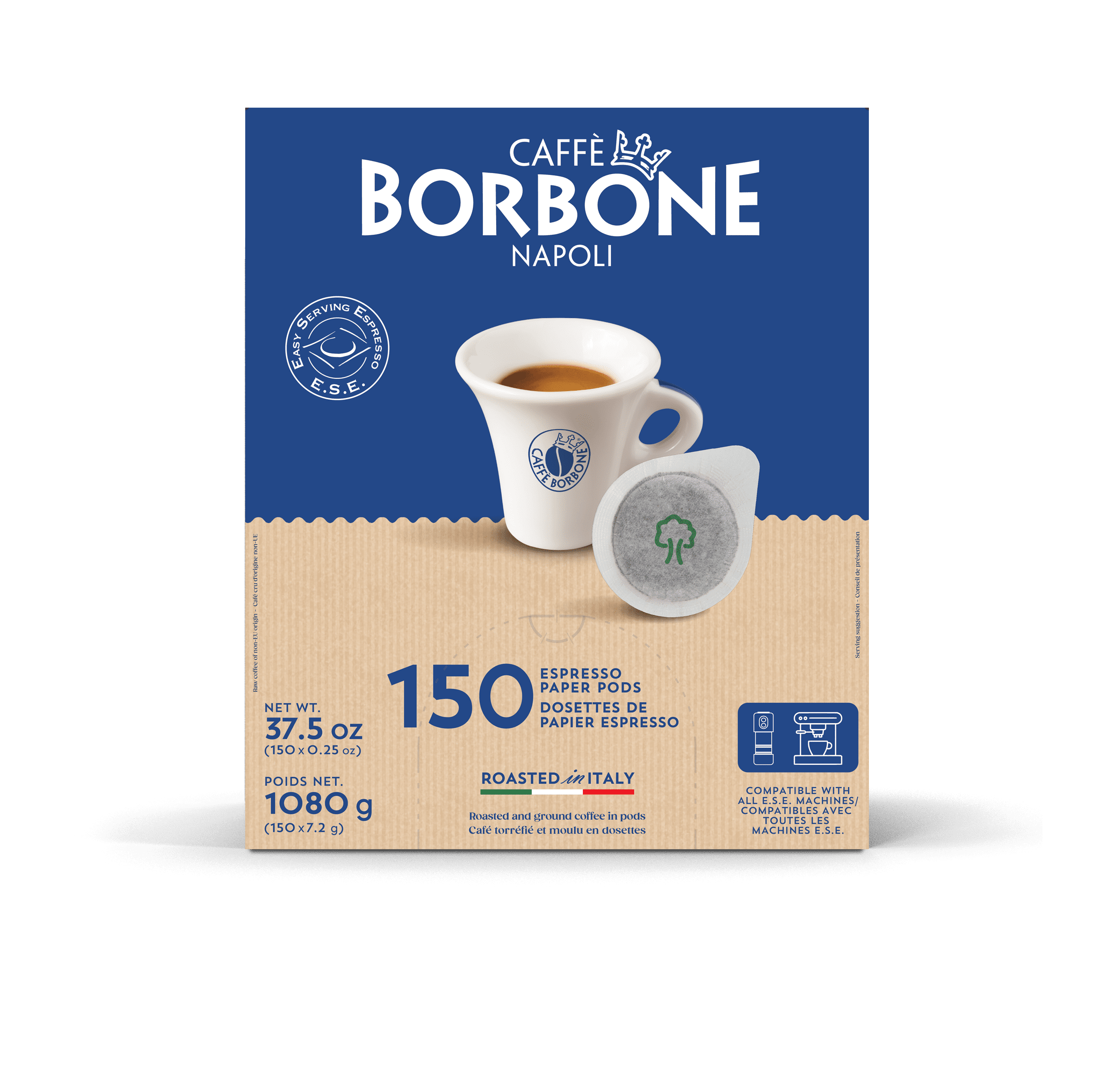 Caffè Borbone DEK Blend Decaffeinated Medium Roast ESE Espresso Paper Pods (150 Count)