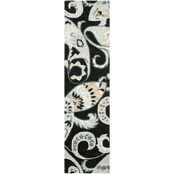 SAFAVIEH Wyndham Dulcibella Floral Wool Runner Rug, Black/Multi, 2'3" x 9'