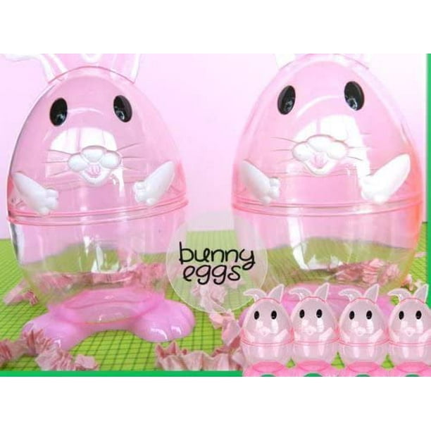 Clear Easter Bunny Shaped Easter Eggs 3 Fillable Treat Containers by
