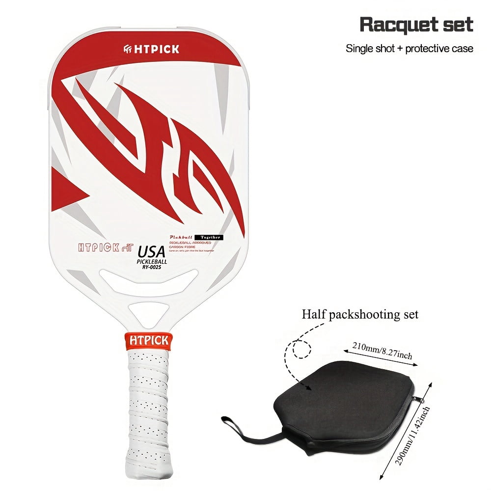 Carbon fiber pickup racket with air throat, hot formed pickup racket for power and control, 14mm polypropylene honeycomb core, textured carbon sand surface