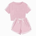 thumbnail image 2 of Girls 2 Piece Outfits Crop Tops and Shorts Set Soft Cotton Clothing Sets Sports Tracksuit Pink 5-6 Years, 2 of 6