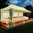 thumbnail image 2 of COBIZI 10x30 Heavy Duty Pop Up Canopy for Party Wedding Outdoor Events, Waterproof 420D PU Oxford UPF 50+, Removable Awning & 5 Sidewalls, Easy Set-Up with 1080D Roller Bag,Khaki, 2 of 9