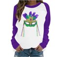 thumbnail image 2 of Qiopertar Mode Femmes Imprimé Col Rond Pull Tops Manches Longues Blouse Confortable Chandail en Molleton Offres de la Semaine Liquidation Moins de 5$ jusqu'à 90 % de Réduction, 2 of 4