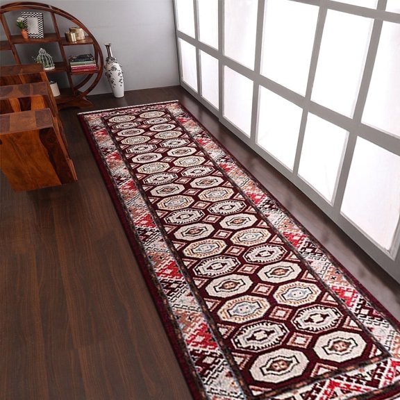 Rugsotic Carpets Hand Knotted Wool and Silk Area Rug, 2'6''x10', Runner, Multicolor, Oriental Handmade Low Pile Rug for Living Room Bedroom