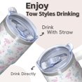 thumbnail image 4 of 20OZ Insulated Flamingo Tumbler Stainless Steel with Sturdy Handle Coffee Mug Cup BPA Free Sweat Proof Ideal for Commute Travel Gifts for Women Girls on Birthday Christmas Summer, 4 of 6
