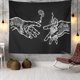 thumbnail image 2 of Tapiz de pared de manos florales blancas y negras, colgante de pared psicodélico trippy hippie boho, (150 × 130 cm) JM, 2 of 5