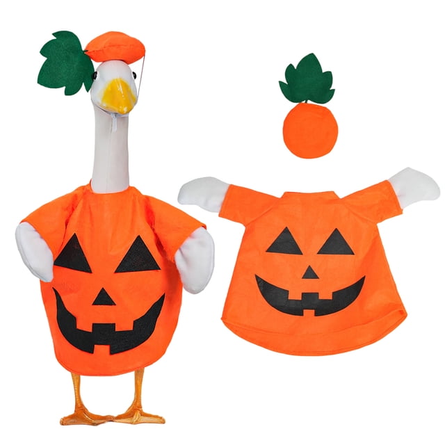 HWRETIE Halloween Goose Statue Outfit - Plastic Clothing for Porch Garden Decoration,Cement Goose Costume