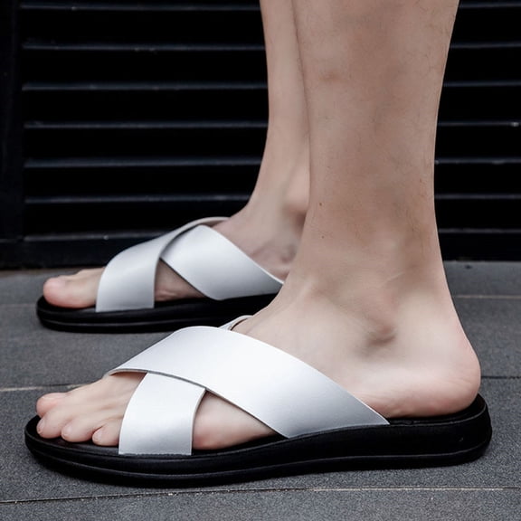 Viluyesy Mens and Womens Slippers, Soft Sole Comfortable Non-Slip Indoor Outdoor Beach Slide Sandals White