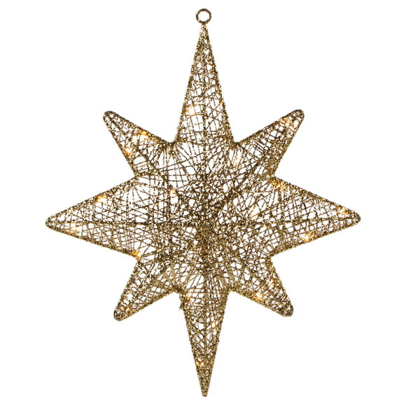 22" LED Lighted Gold Hanging Bethlehem Star Outdoor Christmas Decoration