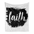 thumbnail image 1 of Faith Soft Flannel Fleece Throw Blanket, Paint Brush Stroke Cursive Typography Monochromatic, Cozy Plush for Indoor and Outdoor Use, 50" x 60", Charcoal Grey and White, by Ambesonne, 1 of 6