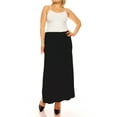 thumbnail image 4 of Moa Collection Women's Plus Size Casual Solid High Waisted A -line Maxi Skirt with an elastic Waistband, 4 of 6
