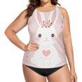 thumbnail image 4 of Women's Printed Tankini Top - High Elasticity Slim-Fit Swimsuit with Removable Straps & Cups, Perfect for Beach & Pool Parties，A White Rabbit, 4 of 7