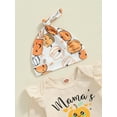 thumbnail image 6 of Suealasg Baby Girls 5Pcs Halloween Clothes 3 6 12 18 Months Infant Girls Halloween Outfits Long Sleeve Pumpkin Print Romper+ Pants +Headband +Hat +Belt, 6 of 7