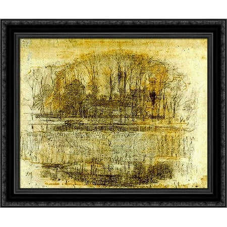 Geinrust Farm, Compositional Study 24x20 Black Ornate Wood Framed Canvas Art by Mondrian, Piet
