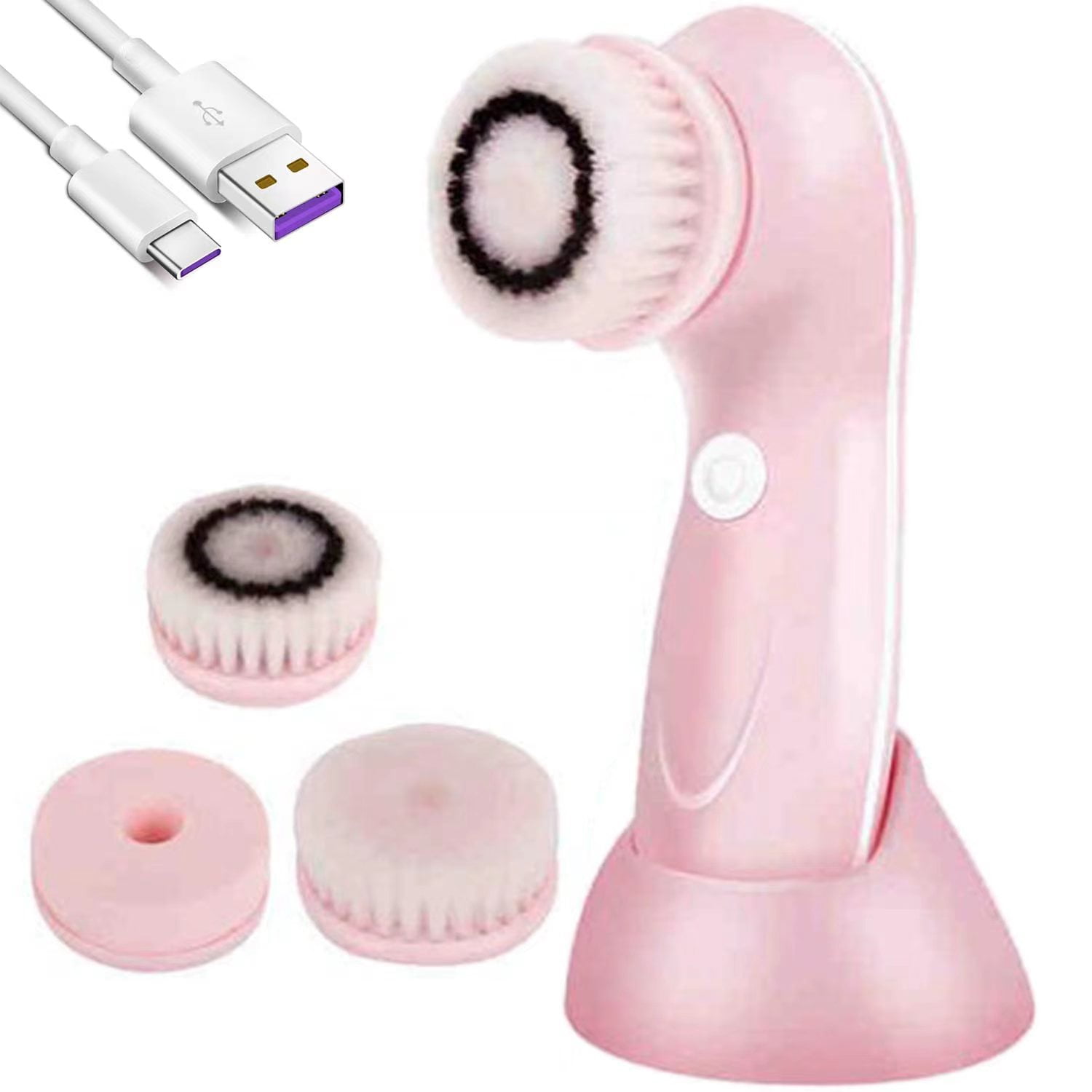 Facial Cleansing Brush Latest Advanced Cleansing Technology & 3 Brush Heads USB Rechargeable