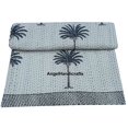 thumbnail image 3 of Palm Tree Kantha Quilt Reversible Blanket Hand Block Print Bedspread Handmade Cotton Bedsheet Indian Kantha Coverlet Vintage Bedding Throw, 3 of 4