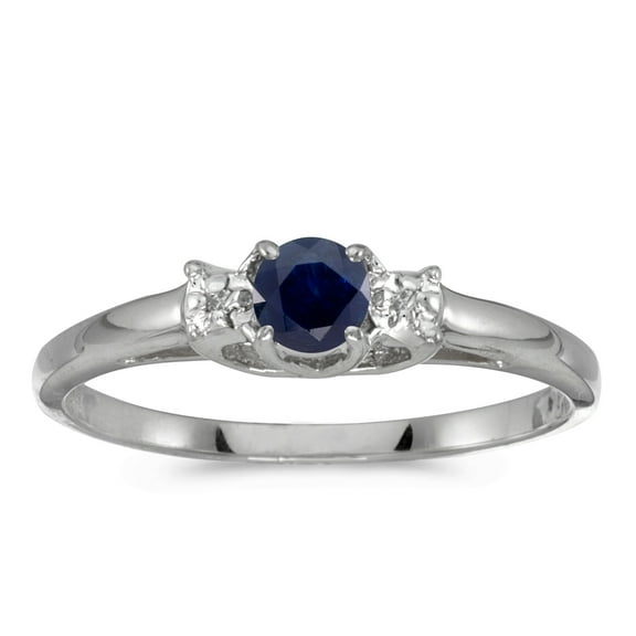 10k White Gold Round Sapphire And Diamond Ring