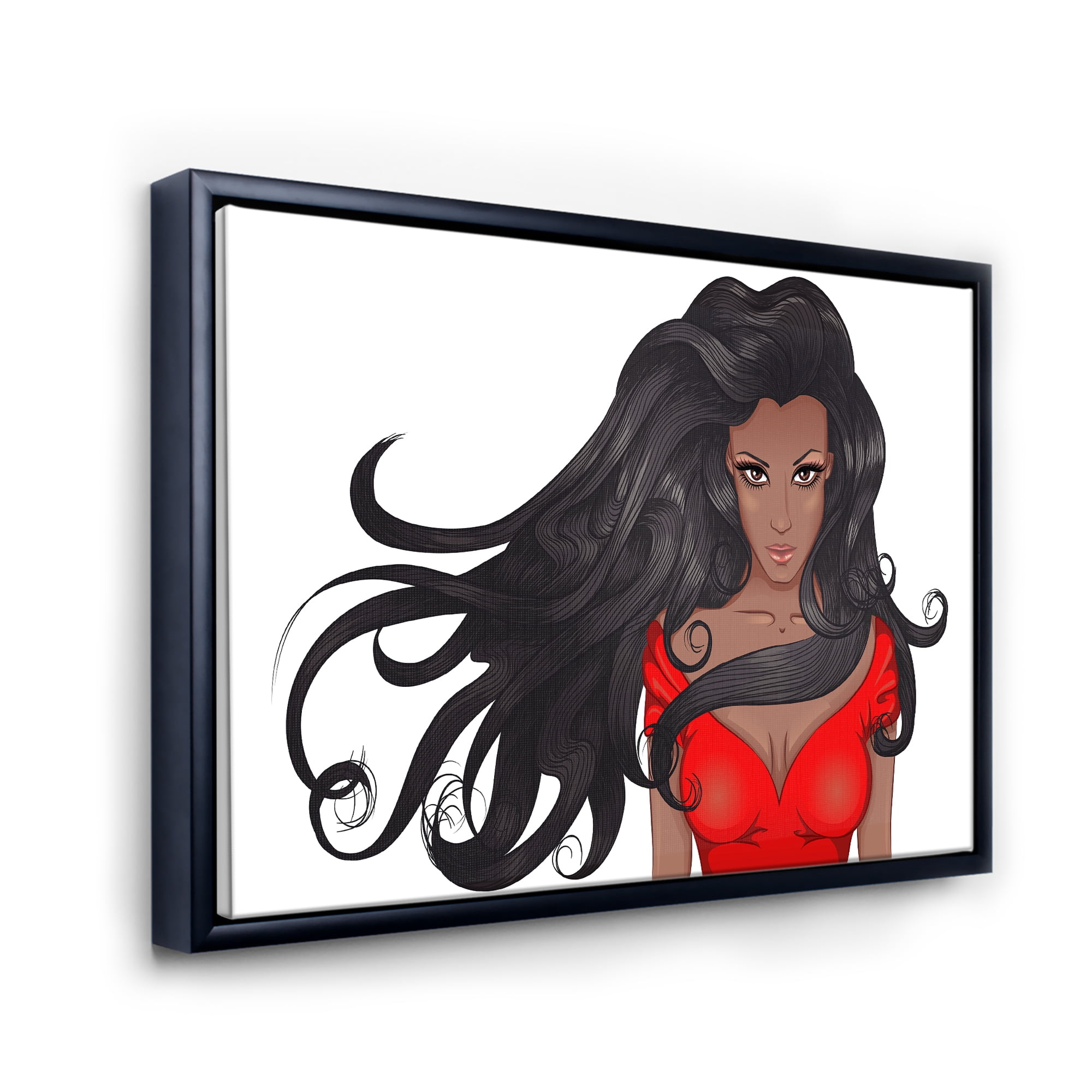 Designart 'Portrait of African American Female XIV' Modern Framed Canvas Wall Art Print