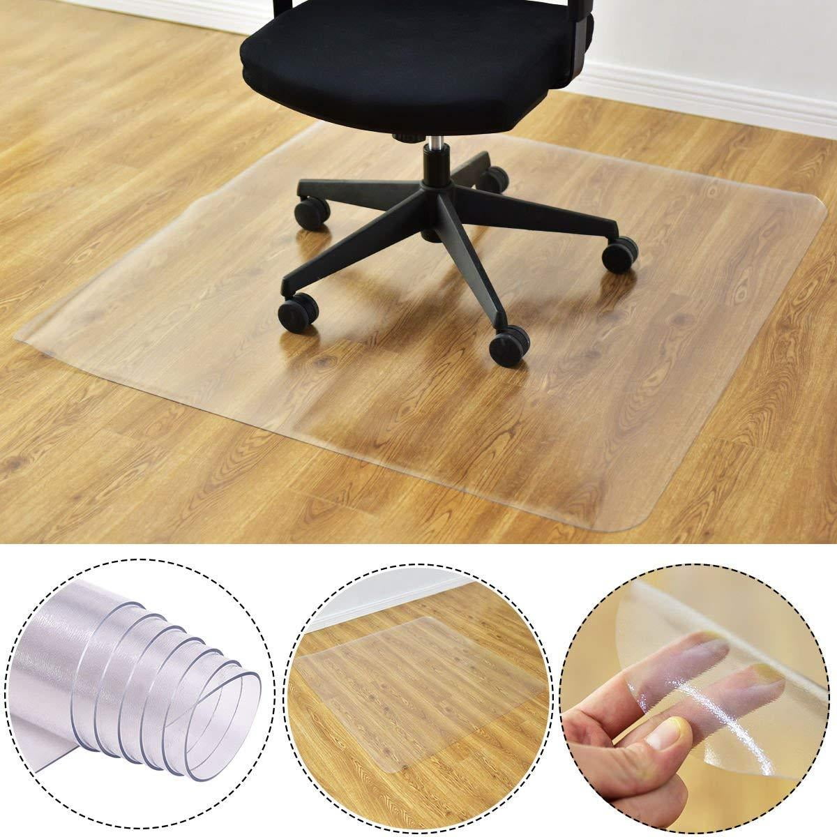 Carpet Floor Chair Mat Office Chairmat Vinyl Plastic Protector Wood 120x90cm 