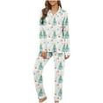 thumbnail image 2 of RKSTN Ensembles de Pyjama pour Femmes Automne et Hiver Chemise à Manches Longues à Col en V Imprimée de Noël Ensemble de Pyjama Doux et Confortable Pyjamas, 2 of 5