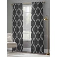 thumbnail image 4 of Black Morocco Sheer Curtains 84 Inch Length 2 Panels Set Window Treatments, Boho Vintage Quatrefoil Geometric Plaid Rod Pocket Semi Curtains for Living Room/Bedroom/Kitchen Décor, 104"W x 84"L, 4 of 7