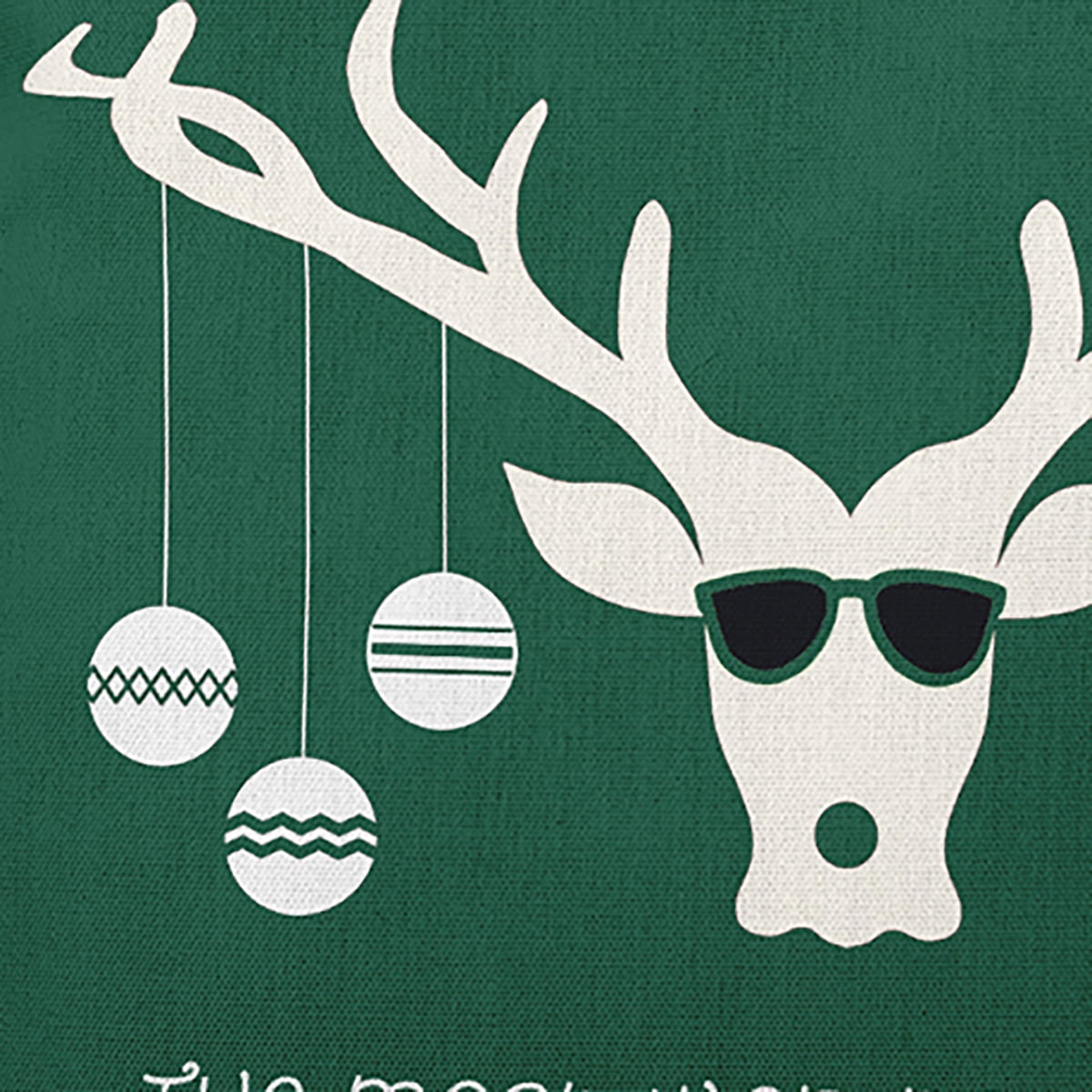 18" x 18" Simply Daisy Cool Christmas Deer Polyester Indoor/Outdoor Pillow, Forest Green Qty 1