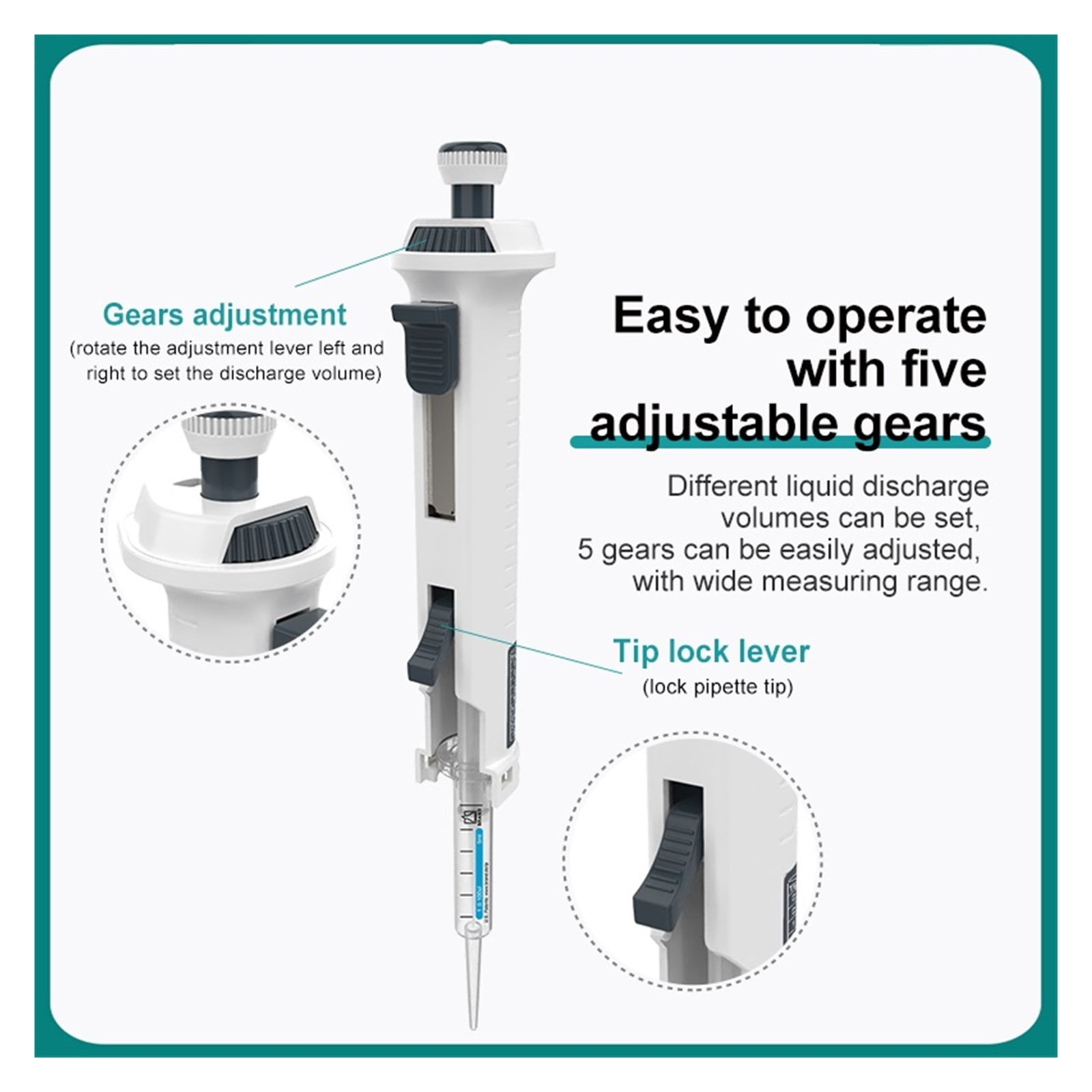 Continuous Dispenser Laboratory Pipette Adjustable Manual Dispenser With Tip 5ml ,Precision & Accuracy