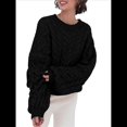 thumbnail image 2 of Suéteres de Mujer de Otoño, de Punto , de Larga, Cuello Redondo, Suéteres Holgados y Gruesos. Negro M, 2 of 9