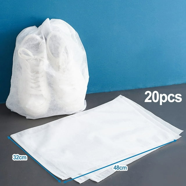 20 Pcs Sacs à Cordon pour Chaussures Vêtements de Voyage Transparents Sac de Rangement Portable Pochette Anti-Poussière