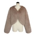 thumbnail image 2 of Yokua Womens Thicken Coat Plush Coat Cropped Long Sleeve Lapel Fuzzy Winter Warm Outerwear, 2 of 9