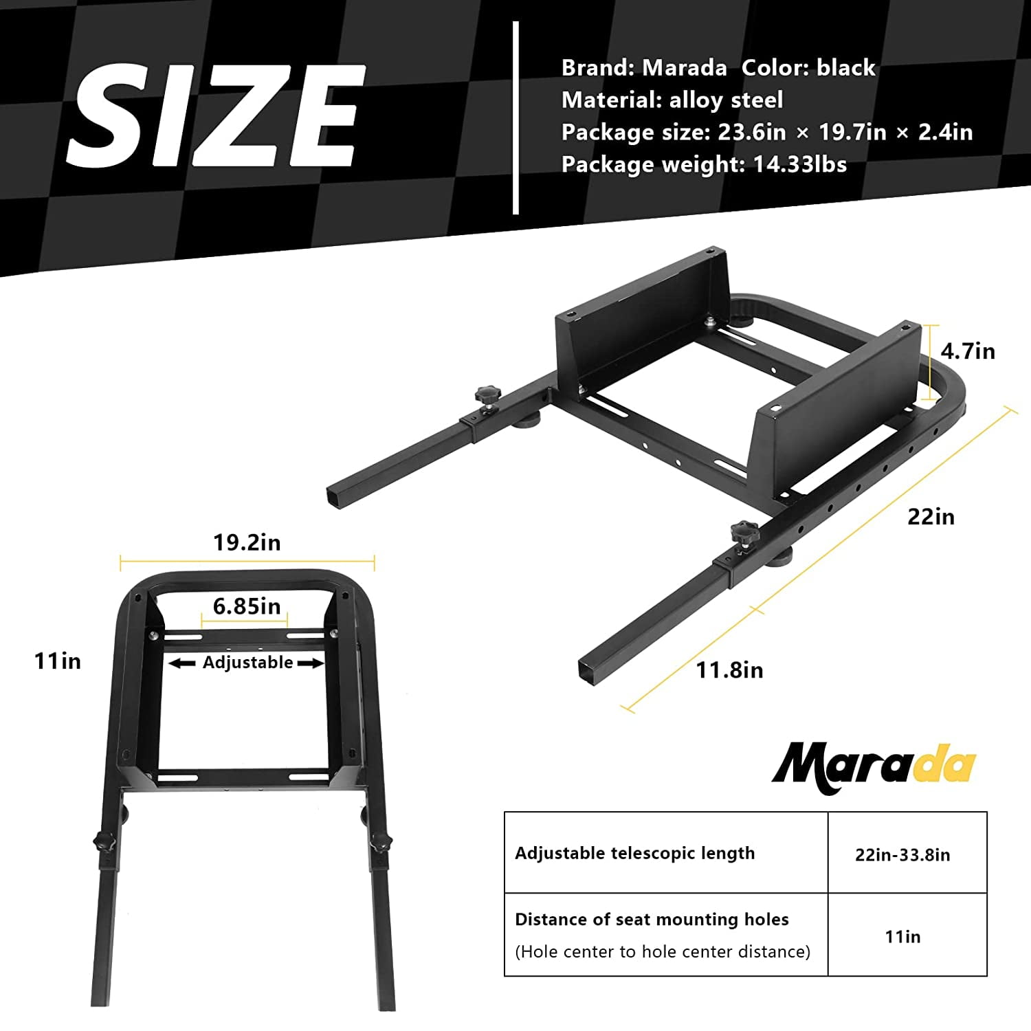 Marada Rear Seat Frame Separatly for Racing Wheel Stand Carbon