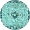 thumbnail image 1 of Ahgly Company Indoor Round Medallion Light Blue Traditional Area Rugs, 5' Round, 1 of 4