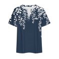 thumbnail image 4 of Camisetas Casuales de las Mujeres Largo Casual Impreso Cuello Redondo Suelto Top, Camiseta de Verano de Manga Corta, 4 of 5