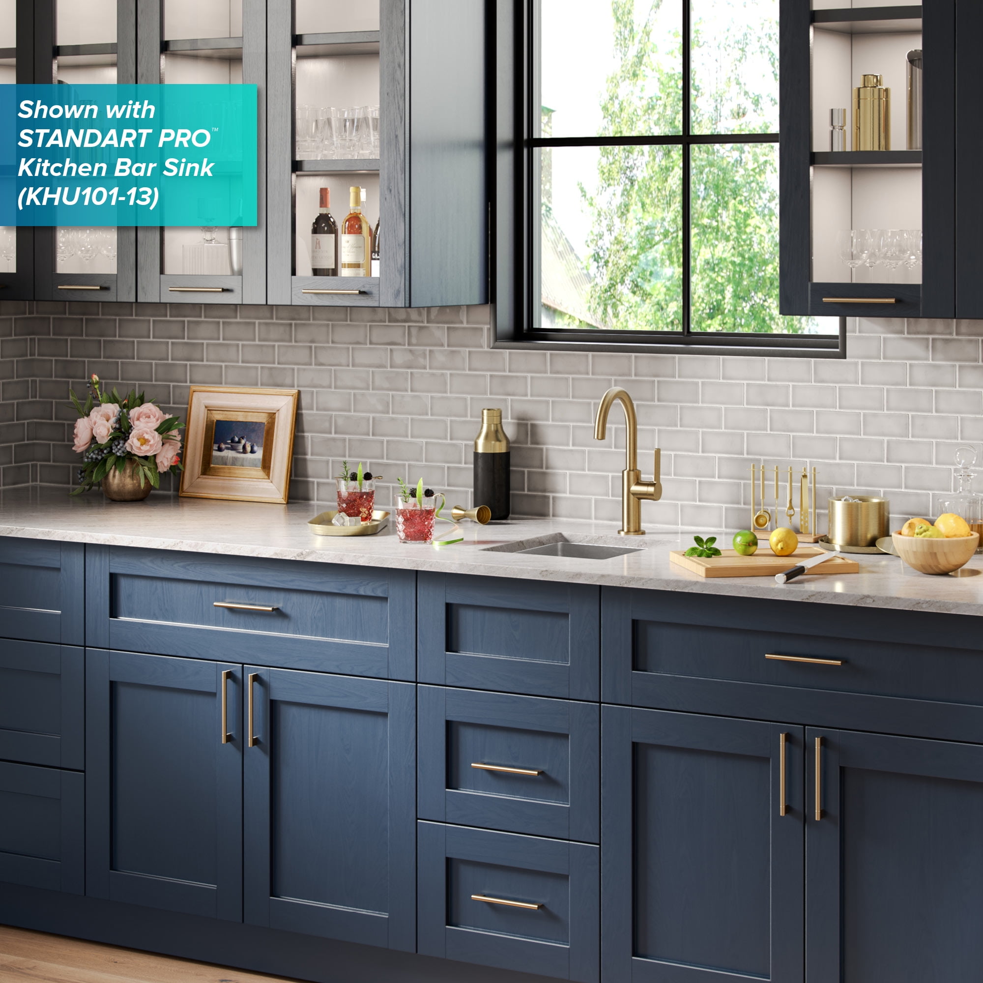 Kraus Oletto Single Handle Kitchen Bar Faucet in Brushed Brass