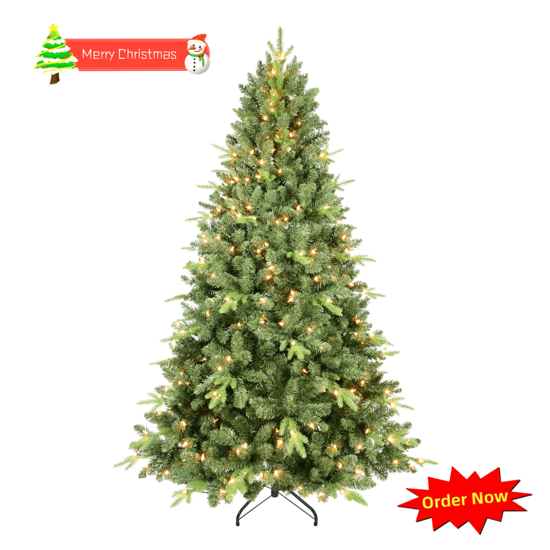 Naomi Home 7.5ft Rustic Christmas Tree with Lights, Realistic