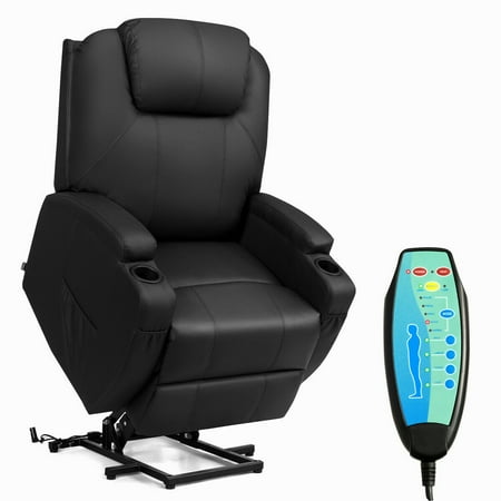 Powered Inside Lift Costway Electric Lift Power Chair Recliner Heated Vibration Massage Sofa with Remote ()