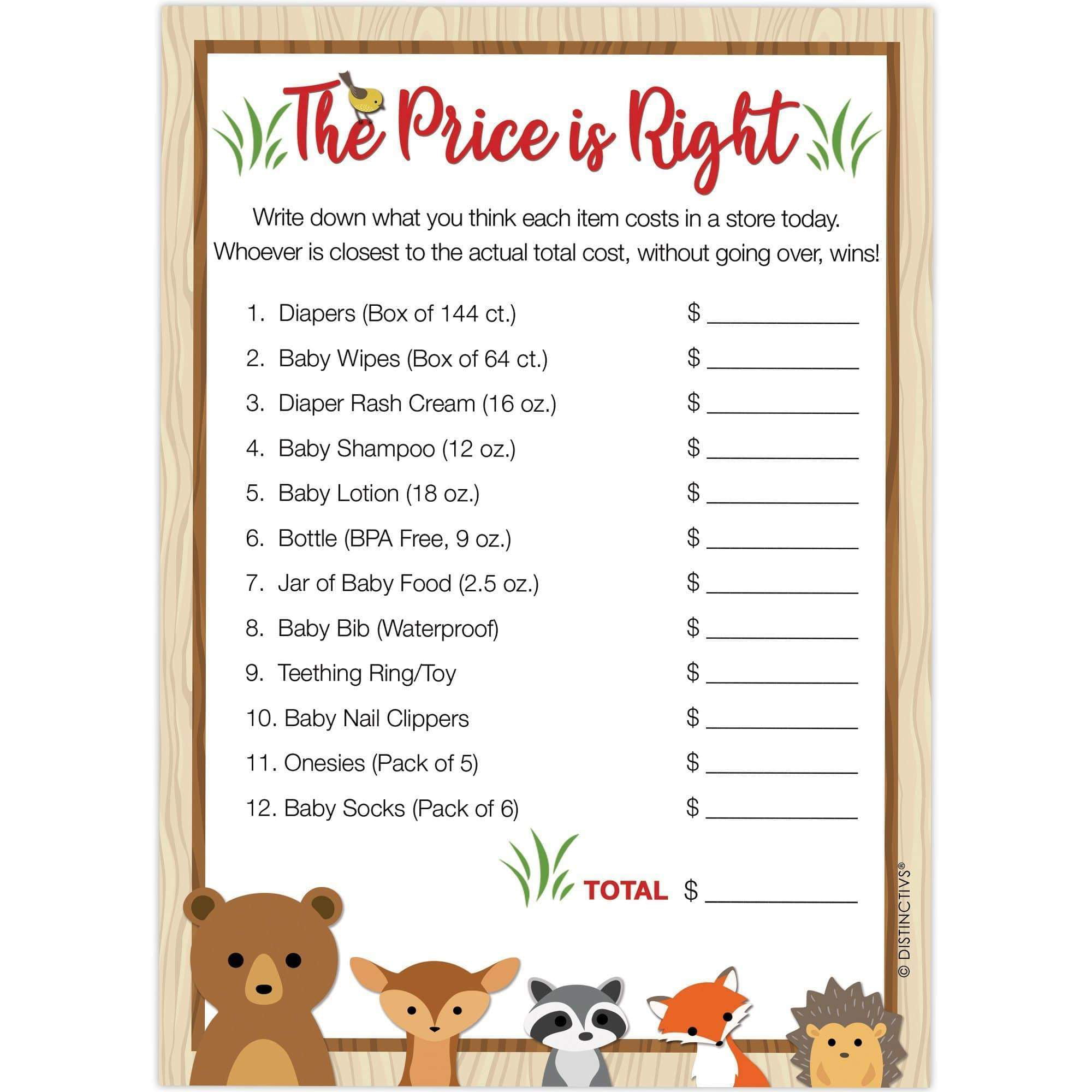 Woodland Girl Set of 16 Scratch Off Cards Girls Party Bachelorette Baby Shower Party Games