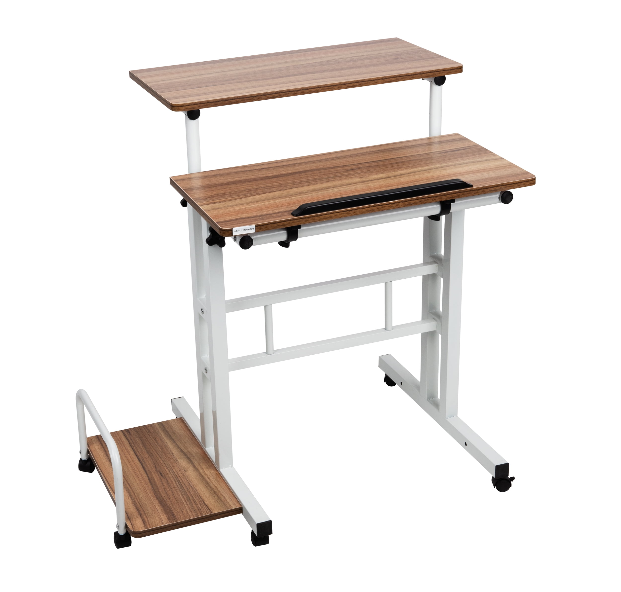 Mind Reader Mobile Sitting, Standing Desk, Rolling Reversible Home