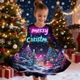 thumbnail image 2 of SuTry Girls Christmas Printed Long Sleeve Twirly Skater School Recital Dress Long Sleeve Round Neck Dress for Kids 4-15 Years(Multicolor,8-9 Years), 2 of 5